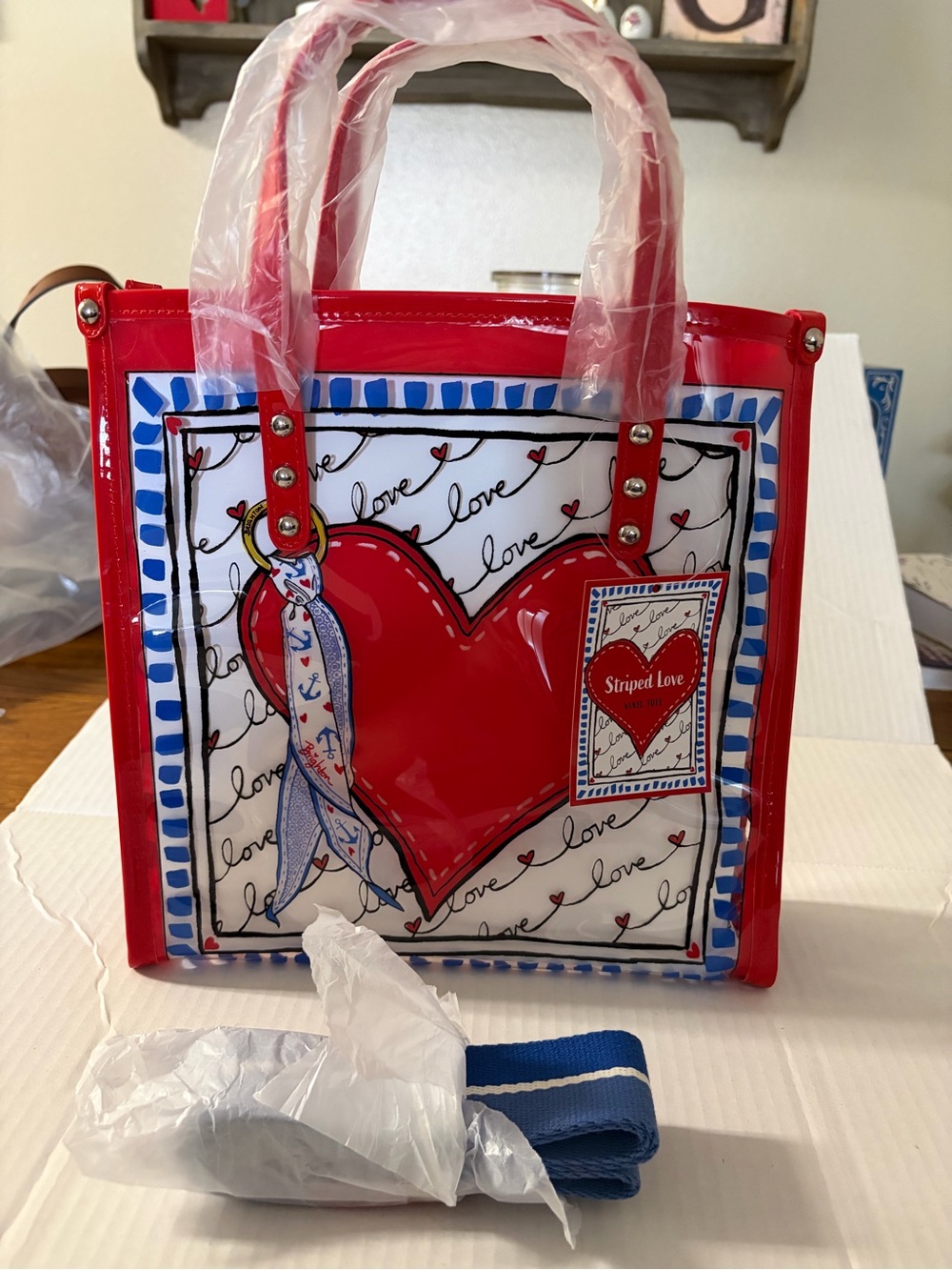 Brighton Striped Love Vinyl Clear Tote. NWT